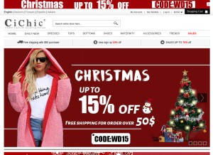 How cichic.com looks like on a tablet such as an iPad.