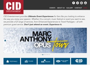 How cidentertainment.com looks like on a tablet such as an iPad.