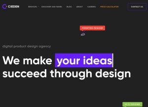 How cieden.com looks like on a tablet such as an iPad.