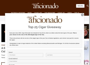 How cigaraficionado.com looks like on a tablet such as an iPad.