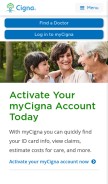 How cigna.com looks like on a mobile device such as an iPhone.