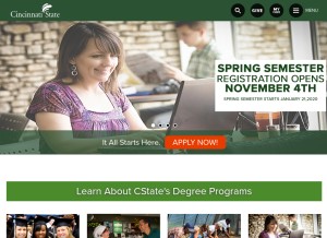 How cincinnatistate.edu looks like on a tablet such as an iPad.