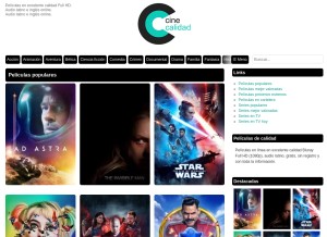 How cinecalidad.plus looks like on a tablet such as an iPad.