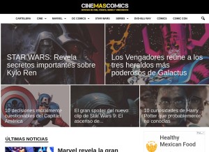 How cinemascomics.com looks like on a tablet such as an iPad.