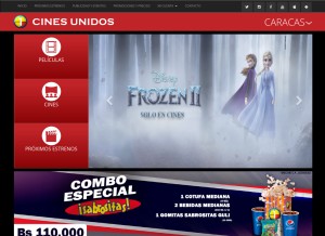 How cinesunidos.com looks like on a tablet such as an iPad.
