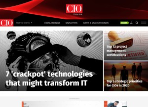 How cio.com looks like on a tablet such as an iPad.