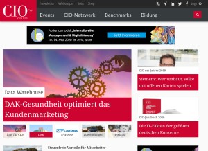 How cio.de looks like on a tablet such as an iPad.