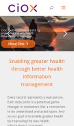 How cioxhealth.com looks like on a mobile device such as an iPhone.