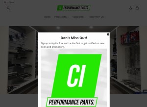 How ciperformanceparts.com looks like on a tablet such as an iPad.
