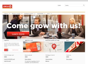 How circlekeurope.com looks like on a tablet such as an iPad.