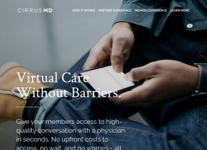 How cirrusmd.com looks like on a tablet such as an iPad.