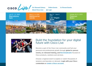 How ciscolive.com looks like on a tablet such as an iPad.