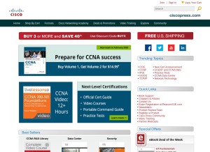 How ciscopress.com looks like on a tablet such as an iPad.