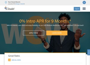 How citadelbanking.com looks like on a tablet such as an iPad.