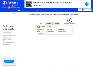 How citefast.com looks like on a tablet such as an iPad.