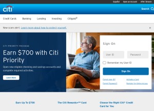 How citi.net looks like on a tablet such as an iPad.