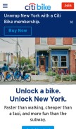 How citibikenyc.com looks like on a mobile device such as an iPhone.