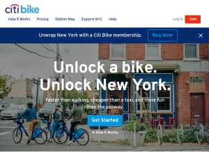 How citibikenyc.com looks like on a tablet such as an iPad.