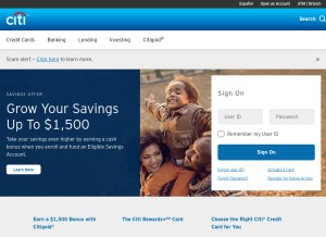 How citicorp.com looks like on a tablet such as an iPad.