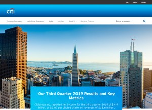 How citigroup.com looks like on a tablet such as an iPad.