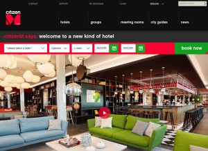 How citizenm.com looks like on a tablet such as an iPad.