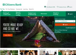 How citizensbank.com looks like on a tablet such as an iPad.