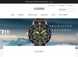 How citizenwatch.com looks like on a tablet such as an iPad.