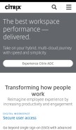 How citrix.com looks like on a mobile device such as an iPhone.