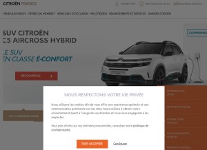 How citroen.fr looks like on a tablet such as an iPad.