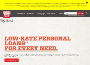 How city.bank looks like on a tablet such as an iPad.