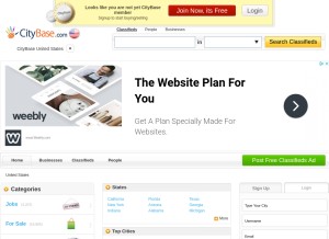 How citybase.com looks like on a tablet such as an iPad.
