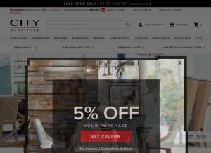 How cityfurniture.com looks like on a tablet such as an iPad.