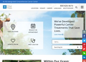How cityofhope.org looks like on a tablet such as an iPad.