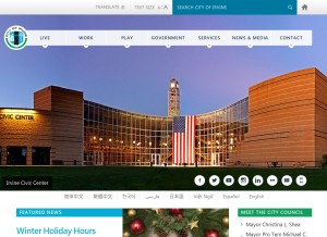 How cityofirvine.org looks like on a tablet such as an iPad.