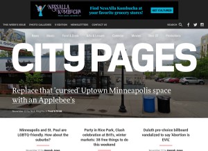 How citypages.com looks like on a tablet such as an iPad.