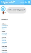 How citysearch.com looks like on a mobile device such as an iPhone.