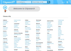 How citysearch.com looks like on a tablet such as an iPad.
