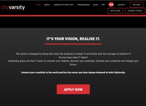 How cityvarsity.co.za looks like on a tablet such as an iPad.