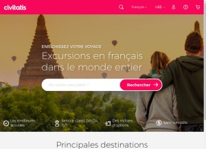 How civitatis.com looks like on a tablet such as an iPad.