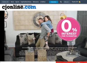 How cjonline.com looks like on a tablet such as an iPad.