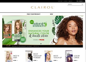 How clairol.com looks like on a tablet such as an iPad.