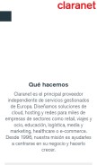 How claranet.es looks like on a mobile device such as an iPhone.