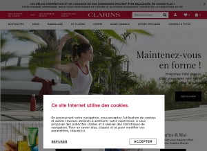 How clarins.fr looks like on a tablet such as an iPad.