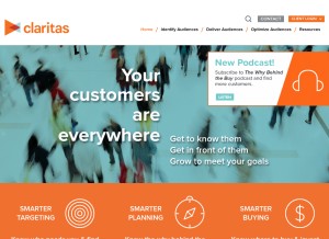 How claritas.com looks like on a tablet such as an iPad.