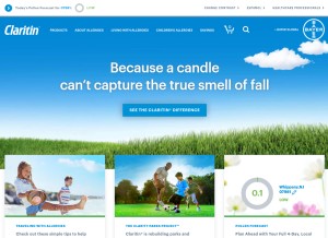 How claritin.com looks like on a tablet such as an iPad.