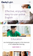 How clarityenglish.com looks like on a mobile device such as an iPhone.