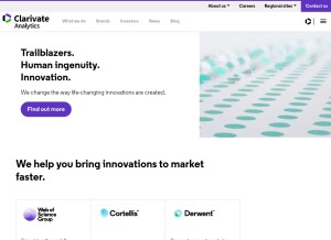 How clarivate.com looks like on a tablet such as an iPad.