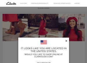 How clarks.com looks like on a tablet such as an iPad.