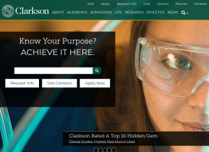 How clarkson.edu looks like on a tablet such as an iPad.