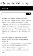 How clarksvillediyhistory.org looks like on a mobile device such as an iPhone.